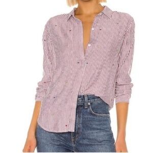 Rails |Revolve Taylor button down in Marsielle stripe rainbow hearts SIZE XSMALL
